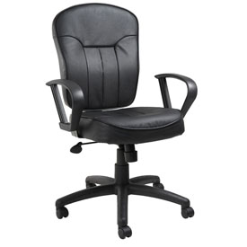 Black Leatherplus Task Chair With Loop Arms - B1562, B1562